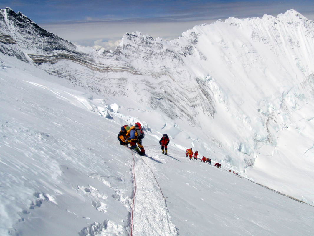 Looking back at the traverse above Camp 3